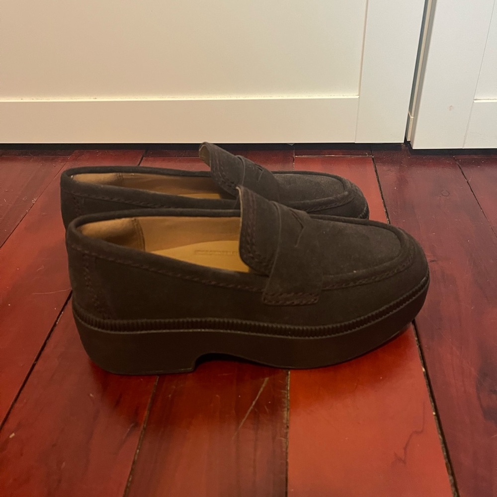 Platform Suede Loafers in Dark Brown NWT